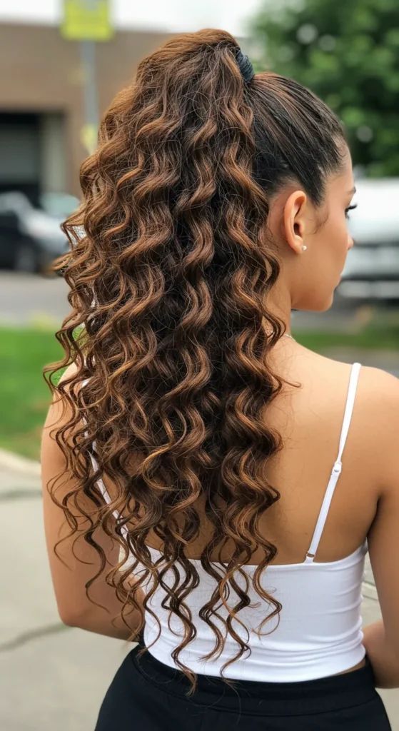 rabo de cavalo cacheado